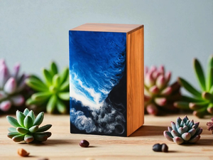 Urna de cremación de madera Ocean Wave, caja conmemorativa de Arte de resina hecha a mano para cenizas, urnas de cremación para cenizas de adultos - Product Image 4