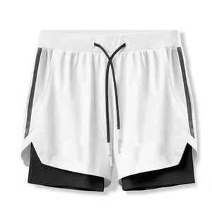 Shorts de sport pour hommes à séchage rapide et respirants, lot de 2, motif uni décontracté avec taille élastique et poches zippées - Product Image 4