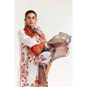 Women's White Khadi Net Salwar Kameez & Dupatta 2-Piece Loose Fit Casual Cotton Ethnic Wear Stitched - Product Image 4