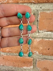 Pendientes de plata de ley hechos a mano Kingman turquesa, Pendientes colgantes de gota, joyería Bohemia, pendientes únicos de piedras preciosas para mujer - Product Image 2