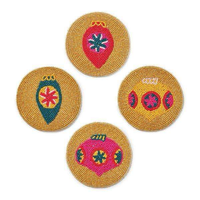 Sous-verres brodés de perles de rocaille en vrac, prix d'usine, sous-verres modernes brodés de perles faits à la main en Inde, tendance et lumineux
