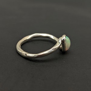 Anillo de declaración de ópalo Natural de Plata de Ley 925, banda texturizada, regalo de boda/fiesta artesanal para ella - Product Image 3