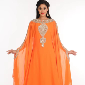 Awaais House Women's Plus Size Lightweight Georgette Floor-Length Hand Beaded Kaftan Abaya Dress Eid Prayers Ramadan Wedding - Product Image 1