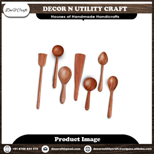 Ensemble d'ustensiles en bois 5 pièces, cuillères et spatules en acacia naturel faites à la main, outils de cuisine écologiques, lavage à la main uniquement - Product Image 6