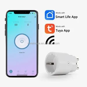 Prise intelligente pour Alexa Google Home Prise WiFi Tuya avec commande vocale, mesure du courant