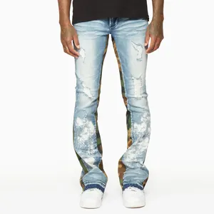 Vente en gros de pantalons jeans pour hommes déchirés avec étiquette privée personnalisée/Jeans pour hommes fabricant professionnel