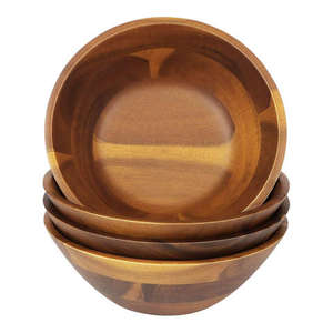 Bol de service double paroi en bois poli naturel fait main, résistant aux rayures, pour salades et fruits, écologique et biodégradable - Product Image 1