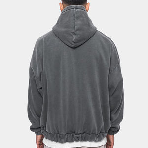 Sweats à capuche pour hommes avec fermeture éclair sweat à capuche lavé à l'acide pull surdimensionné streetwear en détresse sweats à capuche lourds pour hommes - Product Image 3