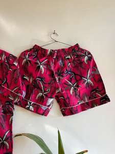 Ensemble pyjama en coton biologique rose 100% pour adultes et femmes vêtements de maison respirants et doux impression de singe sexy vêtements de nuit imprimés numériques Plus - Product Image 4