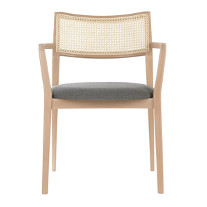 Liavin Solid Teak Wood Dining <b>Chair</b> with <b>Rattan</b> Wicker and <b>Cushion</b> for Restaurant Natural Finish - Product Image 2