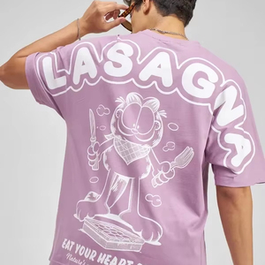 T-shirt surdimensionné en coton épais 300 g/m² personnalisé avec logo imprimé pour homme, style streetwear - Product Image 1