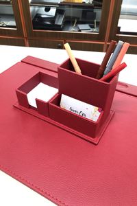 Luxury Large Desk <b>Organizer</b> Set Office Supplies with Mesh Metal Includes <b>Desktop</b> Pad Mouse Pad Stationery-Leather Desk Set - Product Image 3