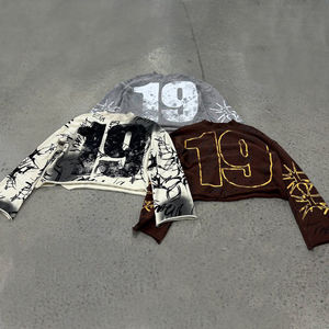 Custom Y2K Vintage Punk Solid Color Embroidered Printed Winter Men's Oversized Fleece <b>100</b>% Cotton Eco-Friendly Casual Hoodie - Product Image 3