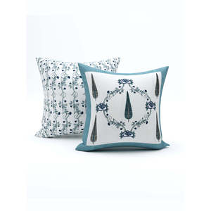 BLOCKS INDIA 8-Piece Cotton Deewan Printed Bedsheet Set Living Room Hall (1-Bed Sheet 2-<b>Bolster</b> <b>Cover</b> 5-<b>Cushion</b> <b>Cover</b>) (Grey - Product Image 1