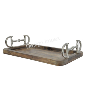Super petit déjeuner utilise un plateau de service en bois avec poignées de cheval Plateau unique Table écologique Plateaux décoratifs en bois - Product Image 6