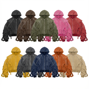 Sweat à capuche décontracté lourd à fermeture éclair, veste oversize streetwear, coupe ample tendance, vêtements de sport personnalisés lavés, vente en gros de sweats à capuche - Product Image 1