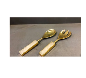 Handmade Homewares Steel Salad Server Spoons Forks Utensils Kitchen Spoon Mirrored steel <b>Gift</b> Accessories Top Trending Design - Product Image 2