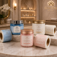 Étiquettes personnalisées pour pots de gommage à l'huile et au sel, impression dorée métallisée, autocollants adhésifs en rouleau, solution de marquage cosmétique, étiquettes d'emballage