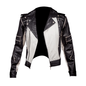 Biker Style Men's White/Black Genuine Cowhide Leather Racing Motorbike Jacket CE Armoured Protections Motorcycle Jacket For Men - Product Image 3