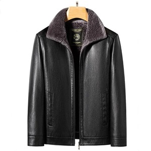 2025 nuevo abrigo de cuero de invierno para hombre con solapa y chaqueta de cuero integrada de piel y abrigos casuales cálidos gruesos de felpa - Product Image 4
