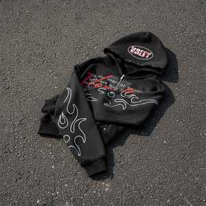 Fabricants de sweats à capuche Impression personnalisée Strass Sweat à capuche zippé intégral Poids lourd 100% coton Sweat à capuche zippé intégral en molleton - Product Image 3