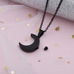 Collares de urna de Luna para cenizas, collar de urna de recuerdo de cremación de acero inoxidable para cenizas humanas conmemorativas para mujeres y hombres, tamaño personalizado - Product Image 3