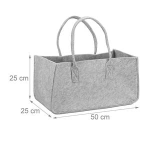 Light Grey Modern Style Felt Bag Canvas <b>Log</b> <b>Holder</b> for Carrying Firewood - Product Image 3