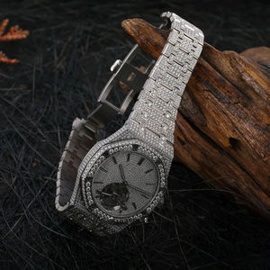 Montre de luxe de haute qualité VVS Leb Grown entièrement glacé Hip Hop montre-bracelet diamants personnalisé deux tons Capsule ceinture montres - Product Image 5