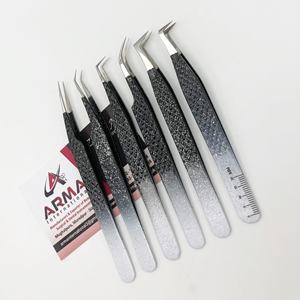 Logotipo personalizado 90 grados aislamiento Ombre blanco con pinzas de extensión de pestañas brillantes negras producto de Venta caliente - Product Image 2