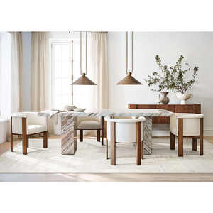 Chaise de salle à manger en bois de style nordique meubles de salle à manger rembourrés en tissu moderne pour hôtel ou salon - Product Image 6