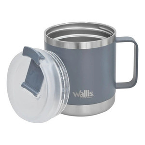 Tazza Termica in Acciaio Inossidabile 470 Ml con Protezione Antispruzzo e Coperchio a Vite Grigio Chiaro - Product Image 1