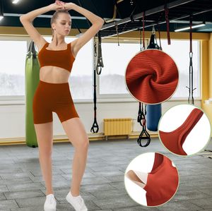 Ensembles d'entraînement deux pièces pour femmes personnalisés hauts et leggings respirants sans couture tenues de yoga de couleur unie avec marque privée - Product Image 4