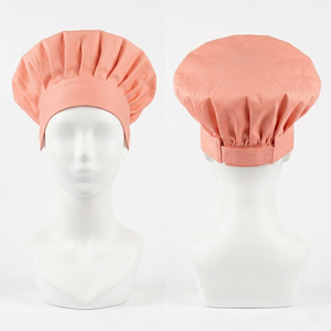 Casquette de chef pour femme en sergé de coton marron, dos élastique, calotte bouffante, étiquette tissée personnalisée, pour cuisine, boulangerie et restauration - Product Image 6