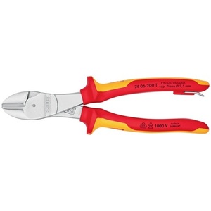 Cizallas de corte lateral KNIPEX de alta resistencia de 200 mm VDE Forma 0 con ojal de sujeción y mangos multicomponentes, tipo cuchillo multiusos - Product Image 3