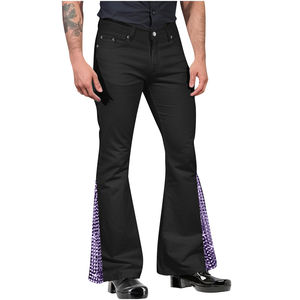 <b>Men's</b> Casual Vintage Breathable Waterproof Polyester/Cotton Chip <b>Flared</b> Track Pants - Product Image 6