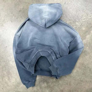 Custom Stone Acid Wash Zip up Hoodie Distressed Zipup Sunfaded Sun Faded French Terry Thick Double ZipUp Hoodie - Product Image 2