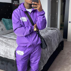 Conjunto de Chaqueta y Pantalón Deportivo para Hombre de Alta Calidad, Chaqueta Cortavientos con Cremallera y Capucha, Chaqueta Cortavientos Personalizada Brillante y Suave - Product Image 3