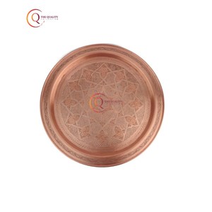 Bandeja de diseño de grabado de cobre sin asa, chapado en cobre brillante pulido con forma redonda para decoración de boda de mesa de forma redonda - Product Image 5