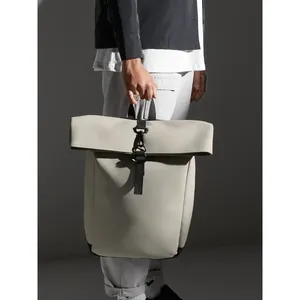 Matte PU Roll-<b>Top</b> Backpack Sustainable Promotional Merchandising Item - Product Image 4