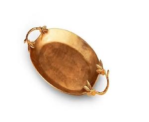 Inexpensive Gold Plated Serving Tray <b>Wedding</b> <b>Gift</b> Decorative <b>Hamper</b> Serving Tray Gold Powder Coated Serving Tray With Handle - Product Image 4