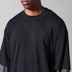 เสื้อยืดสองชั้นสำหรับผู้ชายเสื้อยืดสองชั้นสำหรับผู้ชายเสื้อพิมพ์โลโก้ตามสั่งสไตล์ที่เป็นเอกลักษณ์ - Product Image 5