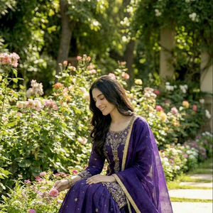 Collection Festival : Haut en soie Gmy avec broderie lourde et travail de séquence, Sharara en soie Gmy avec broderie de séquence et travail de dentelle, Dupatta - Product Image 1