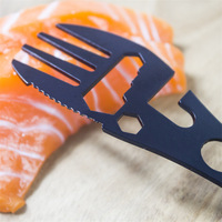 HUAJU INDUSTRIAL Survie Camping Randonnée Bushcraft Carry de tous les jours en acier inoxydable Spork Multitool Cuillère Couteau Fourchette