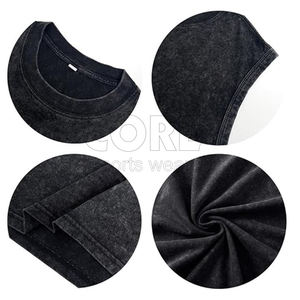 High Quality Custom Men's Sleeveless Gym Singlets Acid Wash Summer 100% Cotton Vintage Breathable <b>Tank</b> <b>Top</b> - Product Image 6