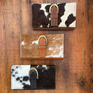 ใหม่แท้ทําด้วยมือหนัง Cowhide ของแท้หนังกระเป๋าสตางค์ผู้หญิงกระเป๋าสตางค์บาง Bifold คุณภาพสูงหนังตะวันตกกระเป๋าคลัทช์กระเป๋าสตางค์ - Product Image 2