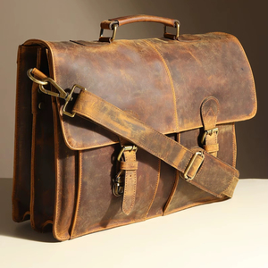 Vintage Leather High Quality <b>Messenger</b> <b>Bag</b> Crossbody <b>Laptop</b> <b>Bag</b> Carved Design Customizable Logo Packing for Daily Office Use - Product Image 1