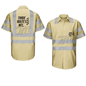 Ensemble de vêtements de travail boutonnés à col rond en polyester imperméable et durable personnalisé vêtements de sécurité réfléchissants pour les travailleurs sur le terrain - Product Image 6