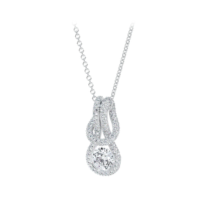 Pendentif solitaire goutte d'eau de luxe, diamant rond taille brillant serti clos, en argent 925 plaqué rhodium, bijoux de mariage pour femme - Product Image 2