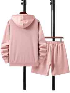 Ensemble survêtement homme 2 pièces, sweat à capuche et short, manches longues, décontracté, respirant, 100% coton, personnalisé, style tendance, en solde - Product Image 6