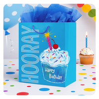 Sac cadeau d'anniversaire bleu vif en carton de luxe pour les fêtes et les cadeaux de tous les jours avec poignée en corde de coton